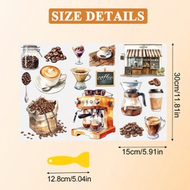 HICOHAND Rub on Transfers for Crafts, Vintage Coffee Theme Transfer Sticker Decals Furniture Transfers Waterproof Cafe Kitchen Wall Decals Dinning Room Decor Coffee Bar