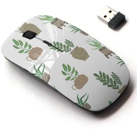 2.4G Wireless Mouse with Cute Pattern Design for All Laptops and Desktops with Nano Receiver - Flower Plants