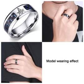 OIDEA Stainless Steel Rings Silver for Men Women Classic Retro Charm Masonic Men's Ring Stainless Steel Ring Band Ring Sizes 47 (15.0) - 65 (20.7)