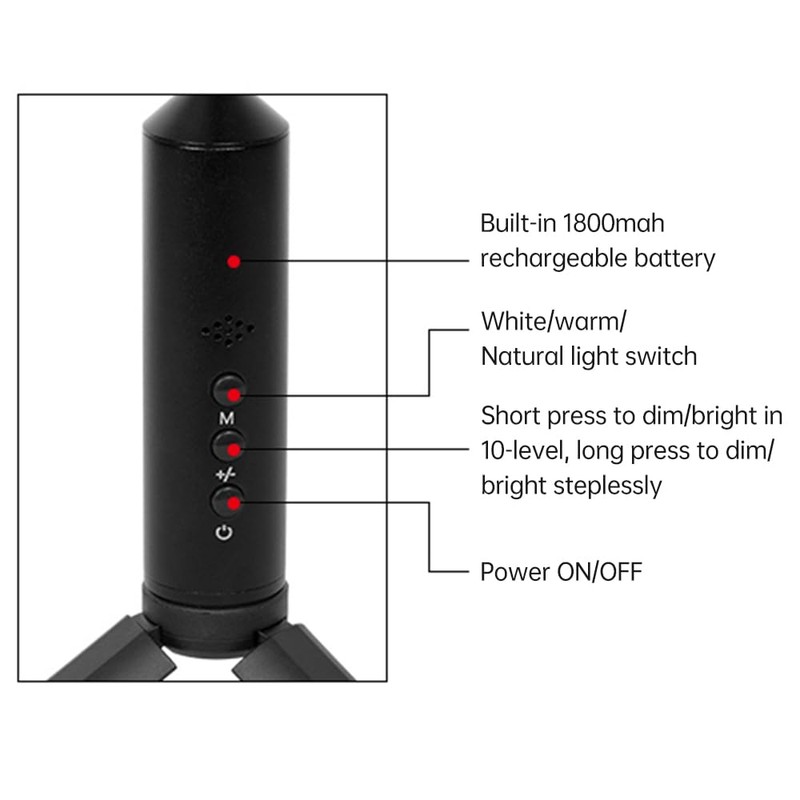 Eacam Desk LED Lamp Dimmable Eye-Caring 3 Color Modes 10