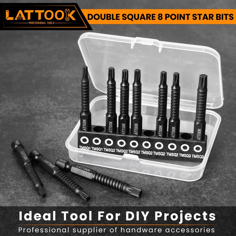 Double Square 8 Point Torx Star Bit Set, Magnetic S2