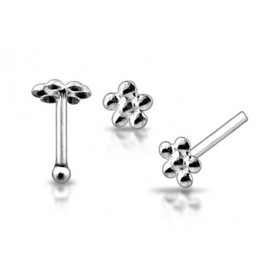 Unbranded 1x 22g 6mm .925 Sterling Silver Pretty Flower Nose Stud Ring Bone Pin Piece N088