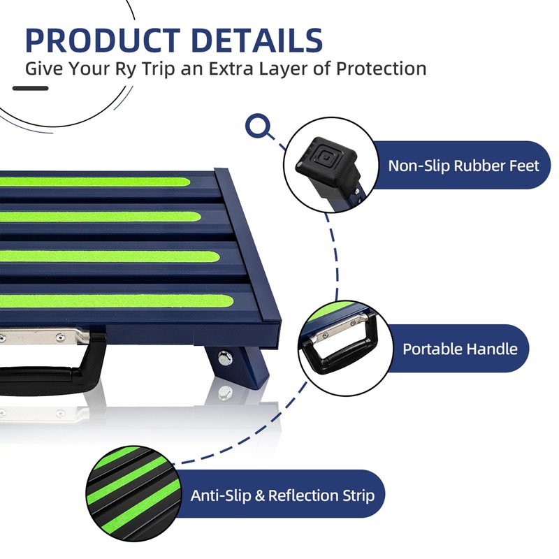 GarfatolRv Aluminum RV Steps, 4-Level Adjustable Folding Step Stool with