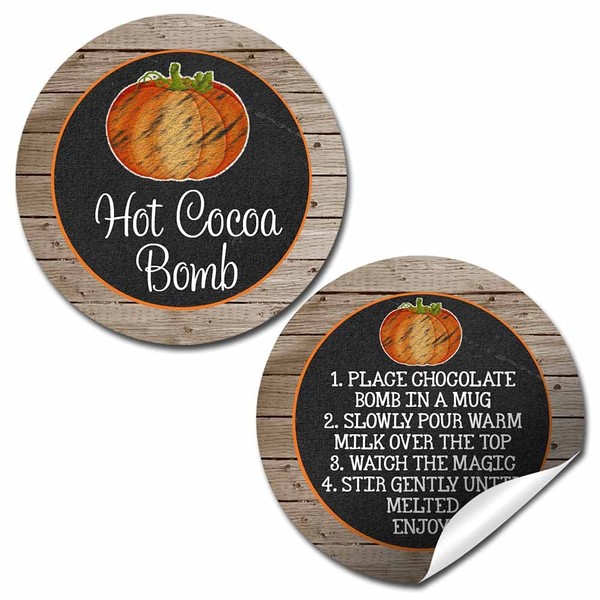 Chalkboard Pumpkin Fall Themed Hot Cocoa Bomb Packaging Sticker Labels,