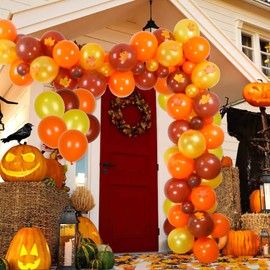 207PCS Fall Balloons Garland Kit, 12" 5" Autumn Color Latex Balloons With Artificial Maple Leaves Fall Decorations for Fall Party Baby Shower Thanksgiving Birthday Party Decorations Brand: LaibaoBB