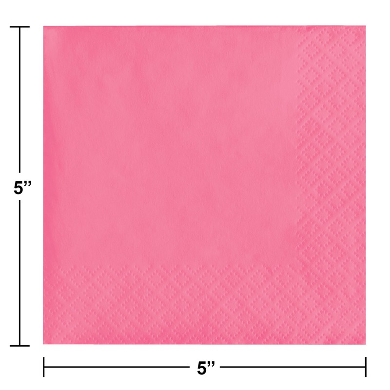 Creative Converting 803042B Bright Pink Beverage Paper Napkins, 50 Pcs