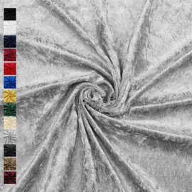 VmG-Store Crushed Velvet Fabric 2 m x 145 cm for Sewing, No Sold by the Metre, Shiny Stretch Velvet for Curtains, Curtains, Stage, Costume, Dress, Clothing, Tablecloth, Decorative Fabric (025 Silver)