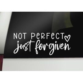 Not Perfect Just Forgiven Decal | Christian Decal | Religious Vinyl Sticker | Car Decal Bumper Sticker Window Laptop Tumbler Decal | 7.5" x 3" Size White | Made in USA | DECALBUNNY