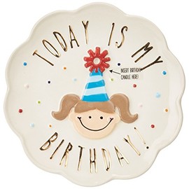 Mud Pie Birthday Girl Celebration Candle Plate, 8 x 8