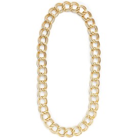 Spooky Central Gold Chunky Necklace, Cuban Link Chain, Hip Hop Accessories 36 inch