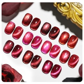 JODSONE 10 Colors Burgundy Cat Eye Gel Nail Polish (Base Coat,Top Coat & Magnet Stick) Elegant & Romantic
