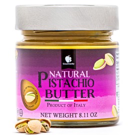 Gourmanity Pistachio Butter Spread, 100% Pistachio Deliciousness, Gourmet Pistachio Paste For Sweet And Savory Dishes, GF, Vegan, Keto and Paleo Friendly, Kosher And Halal Certified, 8.1oz Jar
