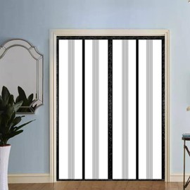 Insulated Door Curtain, Magnetic Thermal Door Cover Screen Door Self-Closing Privacy Magnetic Screen Door Hands Free for Patio, Kitchen, Bedroom, Air Conditioner Room, Fit Doors up to 72" x 80",Black