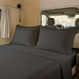 Twin (38x75) Sheet Set 4 Piece - Dark Grey, Deep Pocket Fits 15 Inch Mattress, Brushed Microfiber, Ideal for Home, RV Bunks, Guest Beds & Travel Trailers, Lightweight & Machine Washable