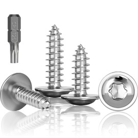 Jyvex Pack of 100 self-tapping screws stainless steel M5 x 18 mm, self-tapping screws with disc, A2 V2A Torx screws, full thread, wood screws, flat head screws with T25 drill