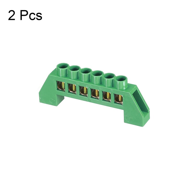 sourcing map Terminal Grounding Bar Screw Block Barrier Brass Strip