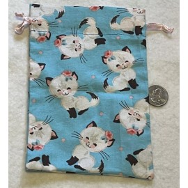 Tarot Card/Oracle Card Bag/Pouch Handmade 5x7 Drawstring Turquoise Siamese Cat