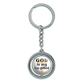 GRAPHICS & MORE God is My Co-Pilot Christian Cross Spinning Round Metal Key Chain Keychain Ring