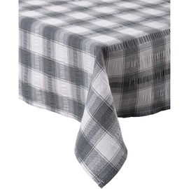 Downview Seersucker Check Cotton Tablecloth 50 x 70 Grey