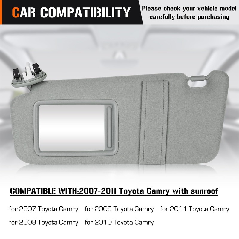 Left & Right Sun Visor with Light for Toyota Camry