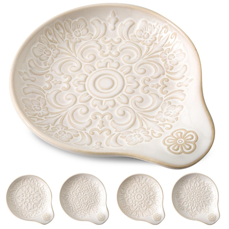 Howise Howise Farmhouse Ceramic Spoon Rests Holder for Kitchen Counter