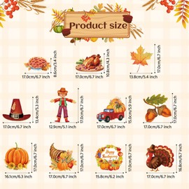 Blulu 30 Count Thanksgiving Party Decorations Thanksgiving Hanging Swirls Decorations, Turkey Pumpkin Chicken Maple Cutouts Hanging Swirls Ceiling Decorations for Autumn Party Supplies (Watercolor)