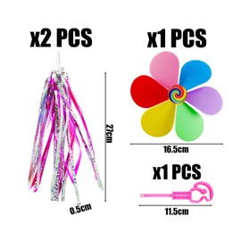 XMNIVATE 1 Pair Of Bicycle Streamers, 1 Bicycle Windmill, Bicycle Tassel Charm, Bicycle Accessories, Decorative Bicycle Streamers