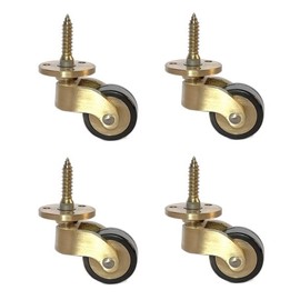 Solid Brass Caster Wheel,25mm Antique Style Casters,Moving Caster Wheels,360° Swivel Caster,Vintage Rubber Castors for Furniture, with Screws, Load 330 lbs of 4 Packs