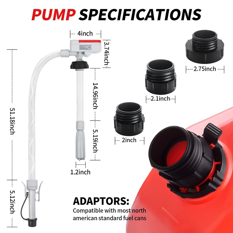 Wontolf Cordless Fuel Transfer Pump Battery Powered with Auto-Stop, Electric