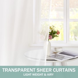 HOMEIDEAS Side Door Window Curtains with Rod Pocket for Small Window, 2 Panel Light Filtering Sidelight Curtain for Front Door, 26W X 72L Sheer Drapes with Tiebacks, White