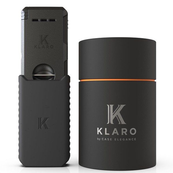 KLARO Double Torch Lighter and V-Cut Cutter, Spring-Loaded V-Cut, Swivel