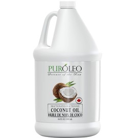 PURÓLEO Fractionated Coconut Oil 64 Fl Oz/1900 ML (Made In Canada) 100% Natural & Cold Pressed Skin and Hair Organic Coconut Oil | Liquid Coconut Oil | Coconut Skin Oil, Hair Oil, Body Oil, Baby Oil, Massage Oils For Body Massage, Carrier Oil for DIY, Huile De Coco