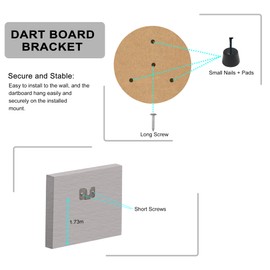 Mebamce Portable Dartboard Mounting Bracket Kit, Includes Screws, Nails and Stabilisers Dart Board Hanging Kit Dart Board Hardware Wall Bracket for Hanging Dartboard