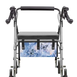 Uorisanigo Blue Butterfly Under Seat Bag for Rollator Walker Replacement Walker Baskets for Rolling Folding Walker for Elderly Walker Basket Wheelchair Accessories