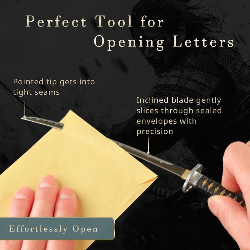 Wablade Japanese Samurai Katana Letter Opener for Desk Display, Decorative