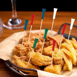 200 Pieces Mini Skewers for Appetizers Bamboo Cocktail Picks,Fruit Kabob Sticks,Golf Toothpicks for Appetizers Drinks Desserts Charcuterie Takeout BBQ Wedding Party Supplies (Multicolour, 4.7")