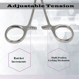 Olsen Hegar Needle Holder Comes with Built-in Scissors Serrated Jaws Made of Stainless Steel & Ratchet Finger Rings for Firm Grip (6.5 Inch)