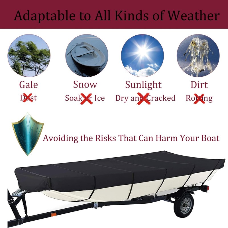 420D Upgraded Jon Boat Cover 12-14ft Heavy Duty Trailerable Jon
