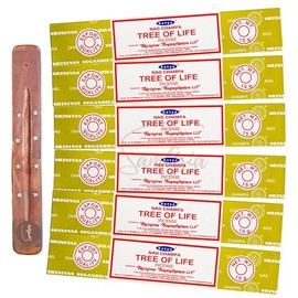 Satya Nag Champa Tree of Life Incense Sticks | x6 pack | with SAMASIA incense sticks holder | Used for Aromatherapy, Spa, Yoga, Weddings, Meditation, Healing, Positivity and Relaxation