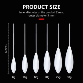 TONAUP Fishing Sbirolino Set of 6 Floating 8-30 g Fishing Accessories Spirolino Trout Float Set for Trout Dough and Spoons Trout, One Size, White