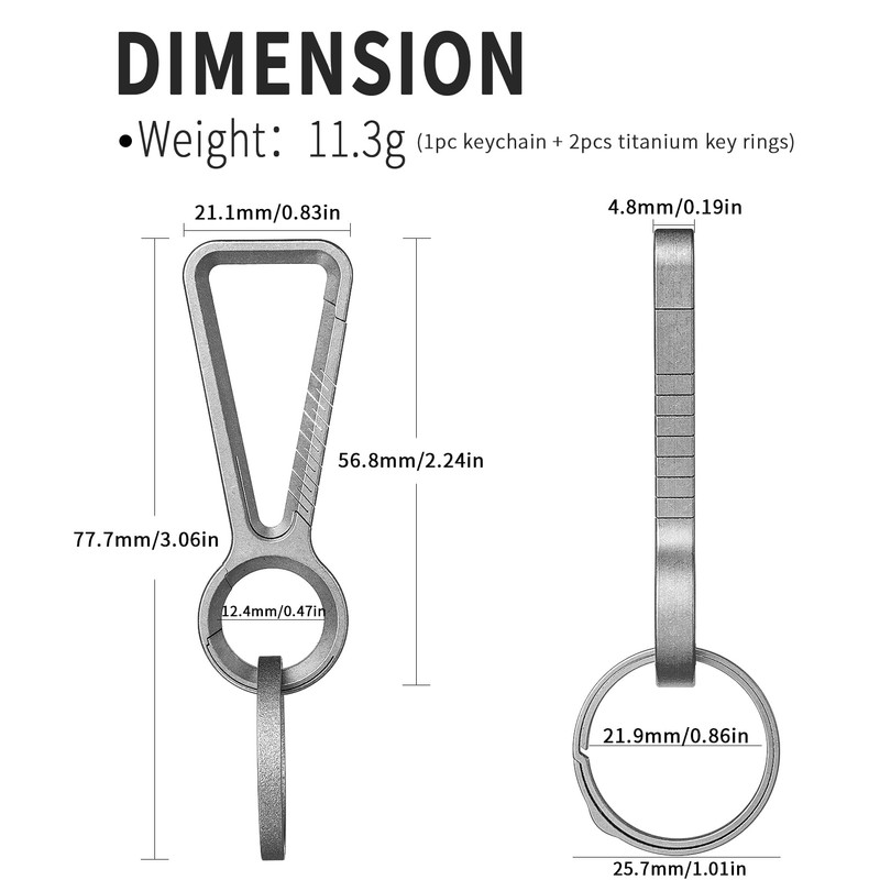 Titanium Carabiner Keychain Clip,EDC Key Chain Clip,Double-end Quick Release Hooks