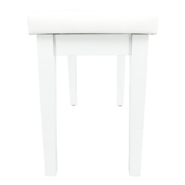 Rockville PB7 WHITE Thailand Wood Piano Bench, Padded Comfort, Storage Compartment, Adjustable Height, for Pianists and Keyboard Players