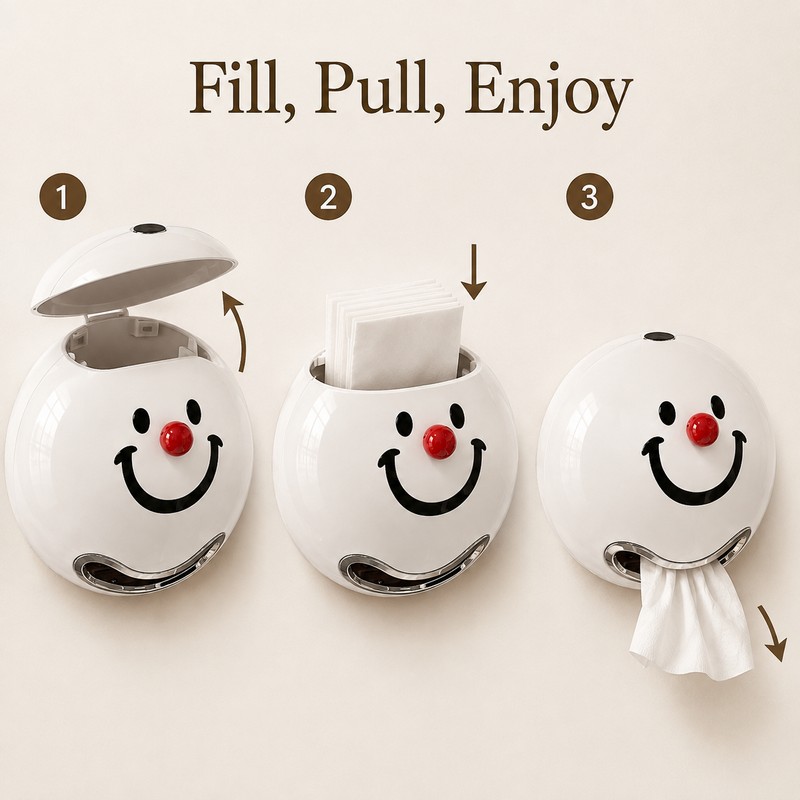 Smiley Face Tissue Box Holder for Home - Light Luxury