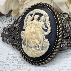 FANCY FOX BOUTIQUE Festival 3 muses Graces Dancers Black White Lady New Cameo Wedding Pin Hair Clip