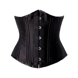 LARTIGUE Women 26 Steel Boned Underbust Corset Satin Heavy Duty Waist Training Shaper Cincher,10.8 Inch Black1 3XL