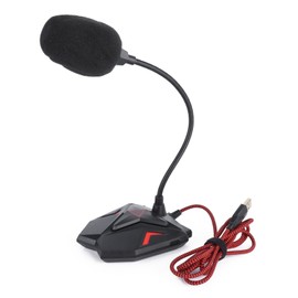 Microphone Plug Play Omnidirectional Capacitive Recording Receiver with Mute Button LED Indicator for Computer GamesBlack