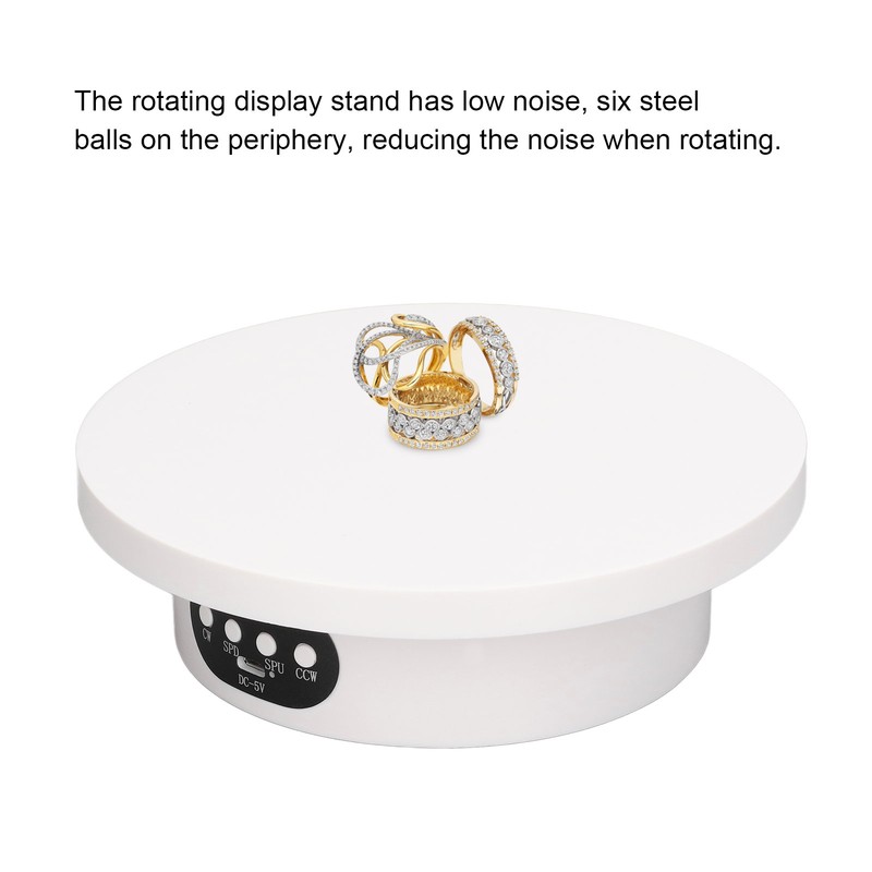 Rotating Display Stand 16cm White Remote Control Low Noise Electric