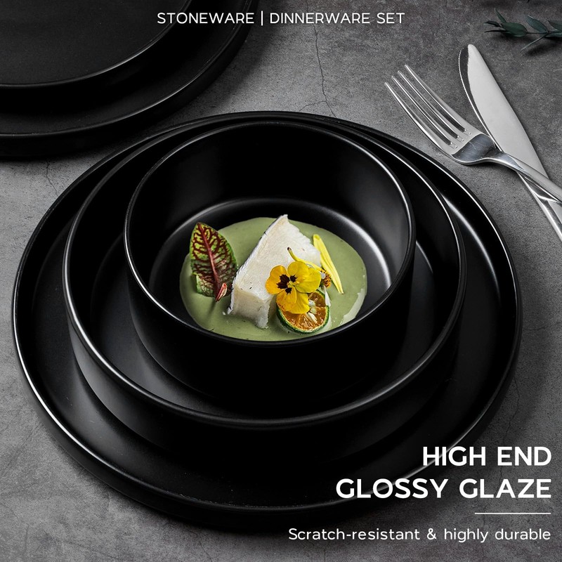 Onader 16 Piece Dinnerware Sets with Serving Bowls for 4,