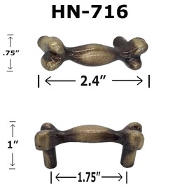 Antique Hardware Depot – 2.4” Dog Bone Handle - Animal Farmhouse Style Cabinet Pull - Rustic Bronze Iron Vintage Dresser & Door Knob Handle- Includes All mounting Hardware - HN716 - Qty