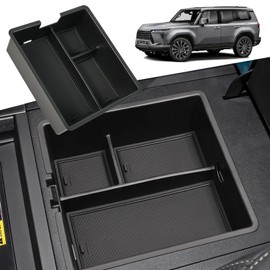 Center Console Organizer Tray for Toyota Land Cruiser Prado J120 LC120 & Lexus GX470 2004-2009 Armrest Storage Box with Non-Slip Rubber Mats (Not fit Cool Box)